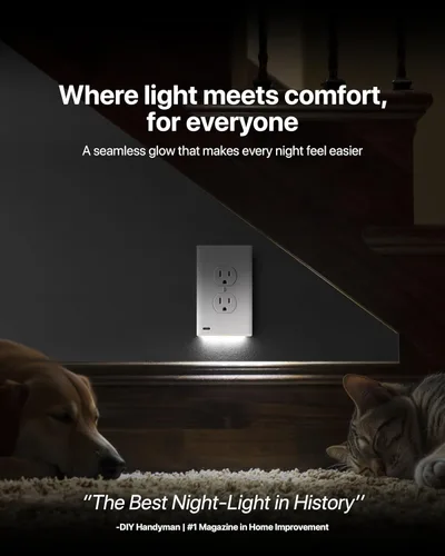 Vista 2 de Individual - SnapPower GuideLight [para decoración estándar, no para enchufes GFCI] - Luz nocturna - Placa de pared para tomacorriente eléctrica