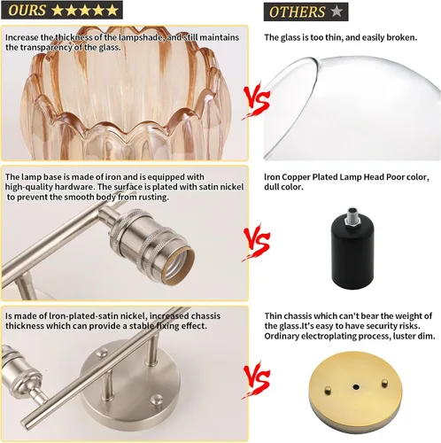 Vista 136 de Shenmoyl Lámparas de baño, lámpara de pared de 2 luces para tocador sobre espejo con pantalla de vidrio tulipán blanco para dormitorio, sala