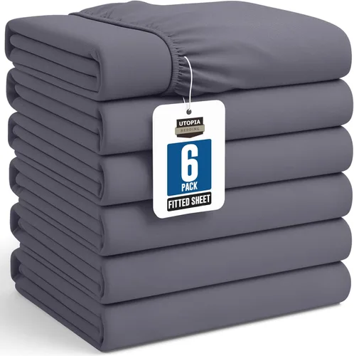 Vista 11 de Utopia Bedding Sábanas bajeras de tamaño individual – Paquete a granel de 6 sábanas inferiores – Microfibra suave cepillada – Bolsillos profundos