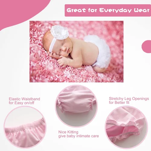Vista 4 de UTTPLL Fundas de pañales para bebés, niños y niñas, con volantes, de malla, con volantes, elásticos, lindos pantalones cortos de algodón para bebé