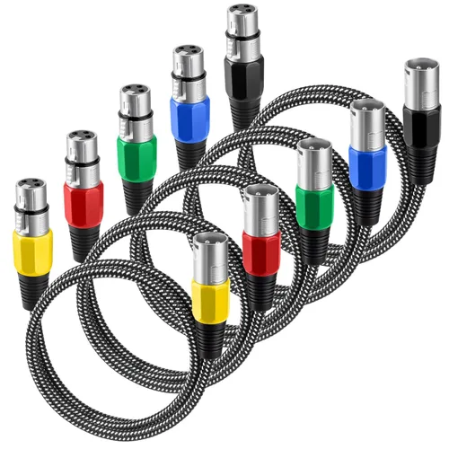 Vista 16 de Cable XLR de 3 pies/2 unidades, cable de micrófono Nylong trenzado equilibrado XLR macho a hembra, cables de conexión de micrófono de alta