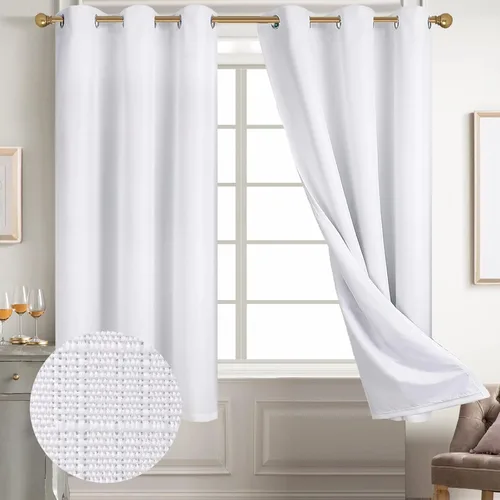 Vista 35 de Diraysid Cortinas 100% opacas de lino negro para dormitorio, con ojales, aislamiento térmico, cortinas de oscurecimiento de habitación