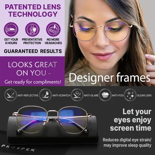 Vista 4 de Prospek Blue Light Blocking Glasses – Clear Lens for Office&Work, Yellow/Amber Lens - Evening Use, Reduce Eye Strain, Unisex