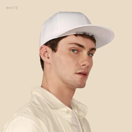 Vista 4 de CHOK.LIDS Gorra de béisbol clásica con visera plana con visera ajustable en blanco de ala superior alta, estilo de color de moda, tono liso