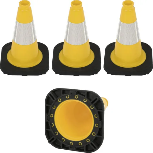 Vista 14 de Conos de Tráfico de PVC Naranja/Verde Fluorescente, Cono de Estacionamiento con Base Negra Pesada Estructuralmente Estable Resistente a