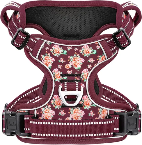 Vista 35 de HEELE Arnés para perro pequeño sin tirones con mango suave, arnés reflectante ajustable, color negro, XS Reflective Front Clip Vest with Control