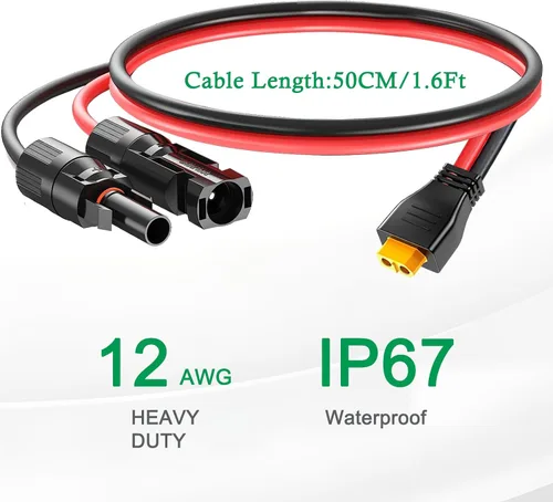 Vista 4 de MaxEnergy Paneles solares a conector XT60 Cable de extensión de carga 10AWG Conector solar a XT60 Cable adaptador para panel solar a estación