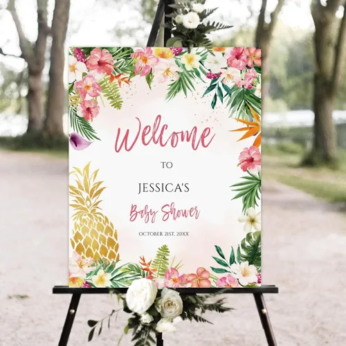 Vista 13 de Letrero de bienvenida personalizado de flores silvestres para baby shower, decoración floral, letrero de plástico