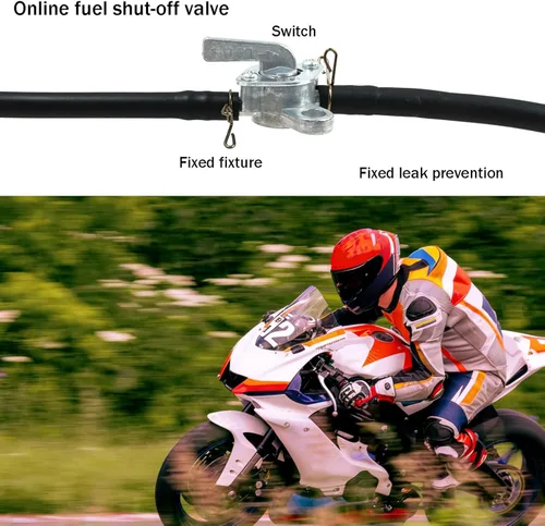 Vista 3 de Paquete de 2 válvulas de cierre de gasolina en línea de 3/16 pulgadas, válvula de grifo en línea para tanque de combustible en línea de 50 cc, 70