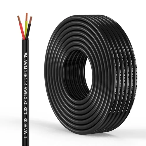 Vista 14 de Cable Eléctrico de Calibre 12, 2 Conductores, Cable de 12 AWG Trenzado, Cordón de PVC, Cable de Cobre Libre de Oxígeno 10FT/3.1M para Iluminación