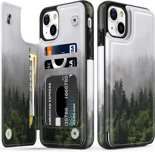 Vista 617 de LETO para iPhone 15 Pro Funda tipo cartera - Tapa tipo folio con patada - Diseños de moda - Tarjetero - Funda protectora para mujeres y niñas - 6.1