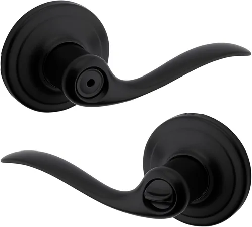 Vista 27 de Kwikset Tustin Manija de Puerta de Paso Interior, Palanca para Puertas de Armario y Pasillo, Palanca de Manija Reversible Sin Bloqueo, Bronce Bronce