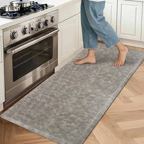 Vista 11 de HEBE Alfombrillas cómodas antifatiga para cocina, escritorio de pie, tapete grueso acolchado, impermeable, tapete resistente, 17.3''x28