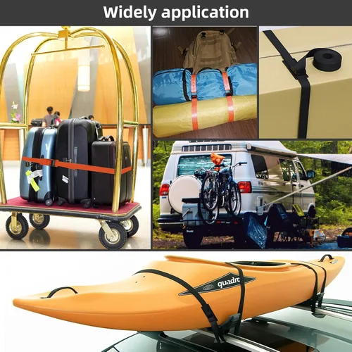 Vista 6 de Correas de amarre de 6.6 pies con hebillas de leva ajustables, correas de sujeción de hasta 550 libras para embalaje, carga, equipaje, motocicletas