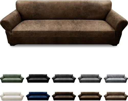 Vista 77 de Fundas para Sillón de 2 Piezas con Cojín en T, Fundas de Aspecto de Cuero para Sofá, Fundas para Sillas, Protector de Muebles Elástico, Funda