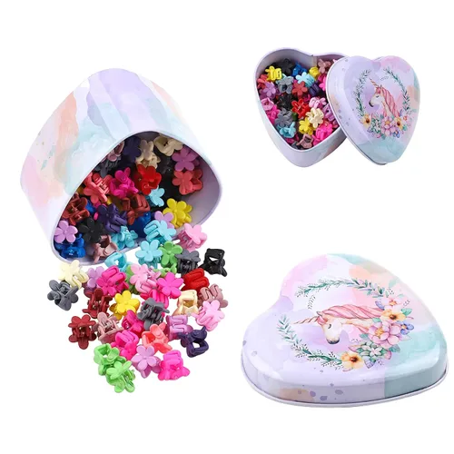 Vista 10 de 128 PCS Pinzas Mini para Cabello de Niñas Bebés Clips Tipo Garra Accesorios para Cabello con Flores Barrettes para Niñas de Escuela Niños