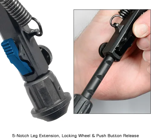 Vista 6 de UTG – Bípode de gran resistencia con soporte de palanca QD, altura 6.0" - 8.5