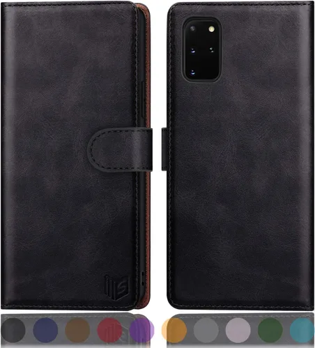 SUANPOT Funda de piel tipo cartera para Samsung Galaxy S20+/S20 Plus de 6.7 pulgadas (sin S20 6.2 pulgadas/S20 Ultra 6.9 ") con tarjetero RFID para