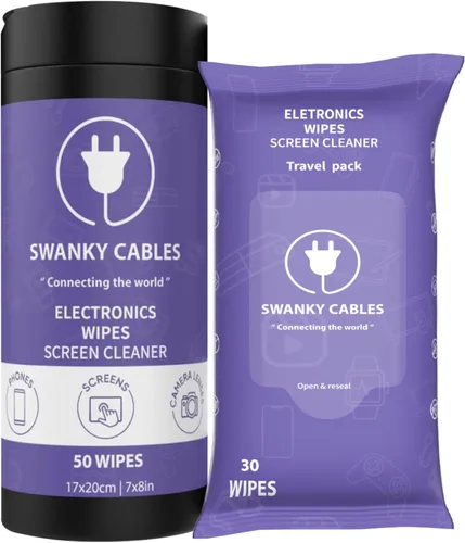 Vista 11 de Swanky Cables Toallitas limpiadoras de pantalla: toallitas electrónicas para pantallas - Toallitas de pantalla de computadora para limpieza
