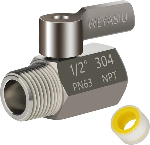 Cabezal de ducha con palanca de mango, acero inoxidable 304, valor de control de flujo de agua de 1/2 pulgada, rosca NPT de 1/2 pulgada, regulador