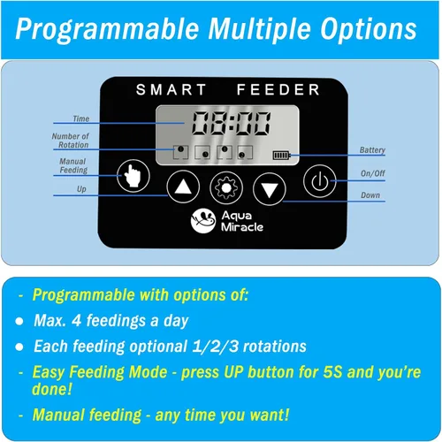 Vista 2 de AquaMiracle Alimentador automático programable para peces para acuario, dispensador automático de alimentos para peces con temporizador, alimentador
