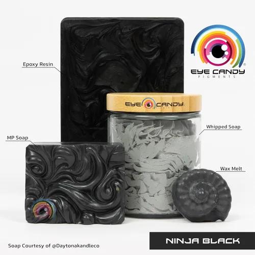 Vista 2 de Eye Candy Pigmento en polvo de mica premium "Ninja Black" (0.88 oz), aditivo multiusos para manualidades carpintería, epoxi, resina, bombas