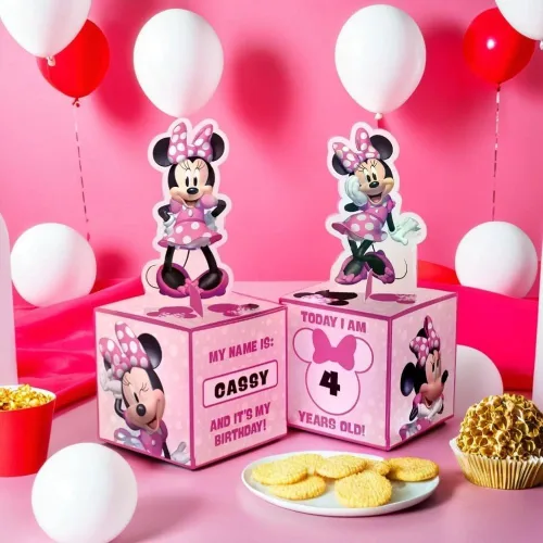 Vista 4 de amscan Minnie Mouse - Centro de mesa de fiesta, 8 pulgadas, color rosa, paquete de 6