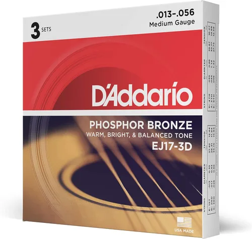 Vista 21 de Cuerdas para guitarra acústica de bronce fosforado D'Addario, blanco negro rojo azul