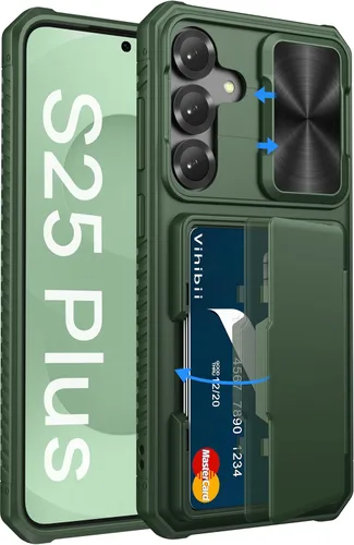 Vista 29 de Vihibii Funda para Samsung Galaxy S25 con tarjetero (4 tarjetas), [bloqueo RFID] y cubierta de cámara deslizante y protección contra caídas de grado