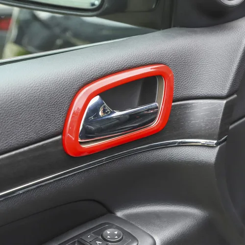 Vista 5 de CheroCar Cubierta de anillo de decoración para Jeep Grand Cherokee 2011-2020, accesorios interiores (rojo)
