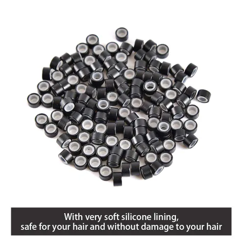 Vista 5 de 1000 anillos de microeslabones de silicona de alta calidad, cuentas forradas de 0.197 in para extensiones de cabello con punta I