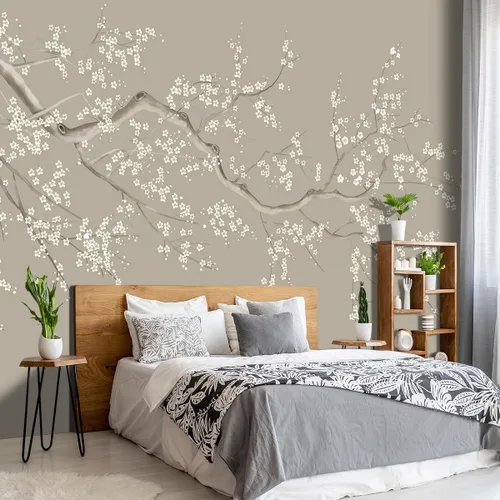 Vista 22 de Mural de hojas negras y doradas para dormitorio, papel tapiz botánico tropical, decoración de plantas, sala de estar, fondo de televisión, mural