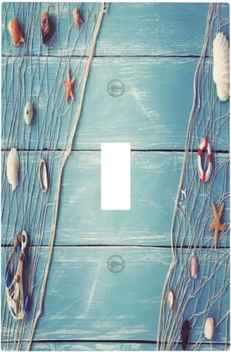 Vista 64 de Cubierta Decorativa para Interruptor de Luz Anclajes Tablón Faros Aves Marinas 2 Gang Cubiertas de Tomacorriente 1 Toggle 1 Dúplex Placa de Pared