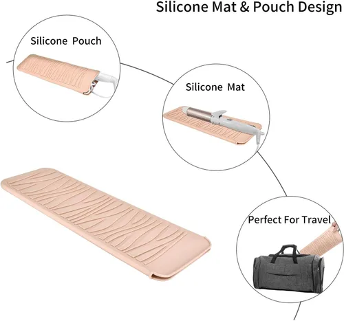 Vista 5 de Bolsa de viaje de silicona para alisador de cabello, plancha para prensar, rizador, plancha plana y herramientas de peinado