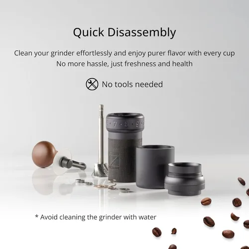 Vista 6 de 1Zpresso K-Ultra - Molinillo de café manual de hierro gris con funda de transporte, molienda de consistencia de ensamblaje, rebabas cónicas de acero