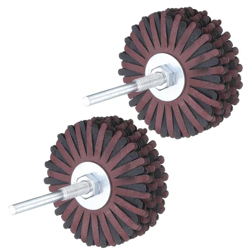 Vista 6 de uxcell Rueda de solapa de tela abrasiva Estrella de lijado vástago de 1/4 pulgadas para carpintería Tallado de raíces pulido de muebles Grano 80