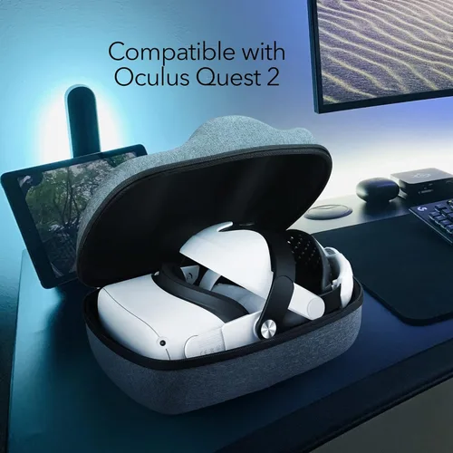 Vista 7 de Wasserstein VR Headset Carrying Case Head Strap and Face Cover Bundle - Gaming Accessories Compatible with MetaOculus Quest 2