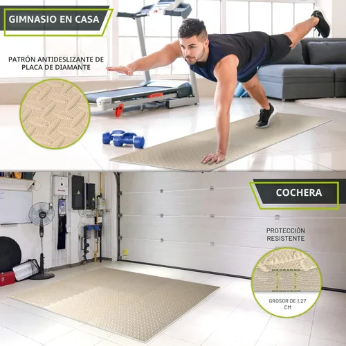 Vista 3 de ProsourceFit - Tapete de ejercicio tipo rompecabezas de ½ pulgada, losetas de espuma EVA entrelazadas para gimnasio en casa, para niños, crema, 24 x