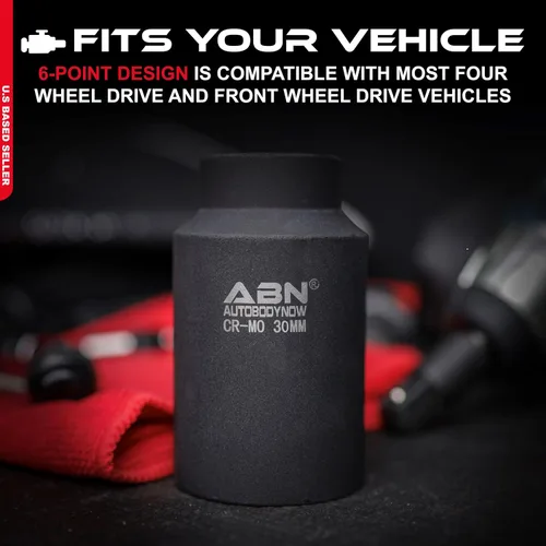 Vista 3 de ABN Enchufe de tuerca de eje, 1.181 in, accionamiento de 1/2 pulgada, 6 puntos, universal para todos los vehículos, instalación, extracción