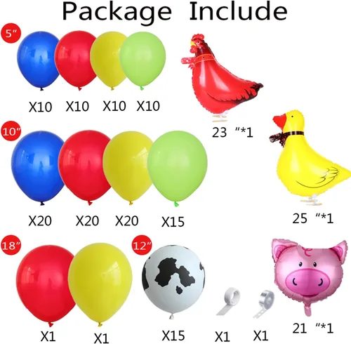 Vista 2 de Kit de guirnalda de arco de globos de vaca de 138 piezas, decoración de fiesta de animales de granja, globos con estampado de animales rojos