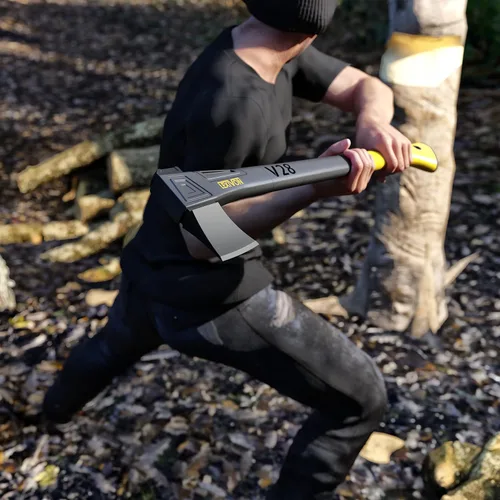 Vista 3 de LEXIVON V28 - Hacha de corte de 28 pulgadas, mango compuesto de fibra de vidrio ligero y agarre ergonómico TPR Funda protectora de transporte