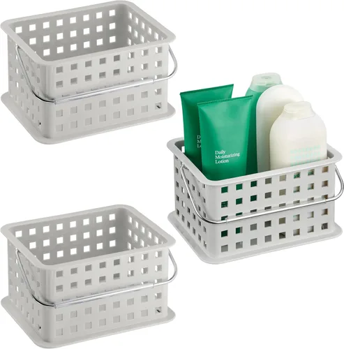 Vista 18 de iDesign Cesta de ducha de plástico con asa para baño o dormitorio universitario, color negro, fabricado en Estados Unidos