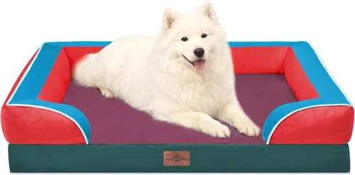 Vista 206 de Comfort Expression Cama ortopédica para perros extra grandes de 45 x 35 pulgadas, cama para mascotas XL de espuma tipo caja de huevos impermeable