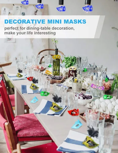 Vista 8 de 12PCS Mini Masks Party Decoration for Halloween Mardi Gras Birthday Party Cupcake Topper Novelty Gifts