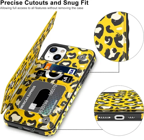 Vista 797 de LETO para iPhone 15 Pro Funda tipo cartera - Tapa tipo folio con patada - Diseños de moda - Tarjetero - Funda protectora para mujeres y niñas - 6.1