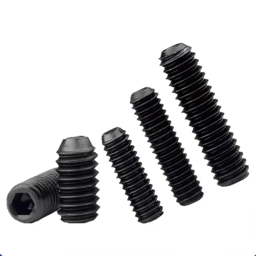 Vista 8 de M2-0.4 x 2 mm tornillos negros con hueco hexagonal, punta de copa sin cabeza, tornillo de seguridad de punta plana, rosca interior hexagonal, acero
