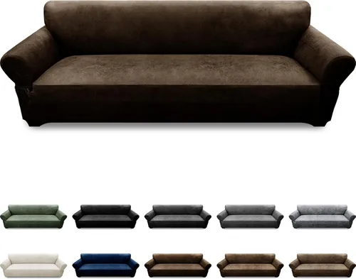 Vista 68 de Fundas para Sillón de 2 Piezas con Cojín en T, Fundas de Aspecto de Cuero para Sofá, Fundas para Sillas, Protector de Muebles Elástico, Funda