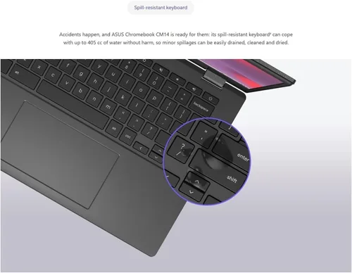 Vista 15 de ASUS Chromebook CM14 Laptop (14" FHD LED Anti-glare, MediaTek Kompanio 520, 4GB RAM, 64GB eMMC), Ruggedized, Home & Student, Light Weight, 15-Hr