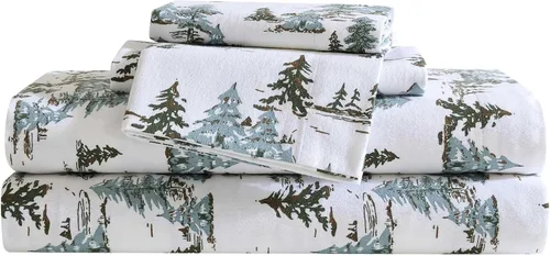 Vista 13 de Eddie Bauer - Juego de sábanas de tamaño King, de franela de algodón, cepillado para mayor suavidad, acogedora decoración para el hogar