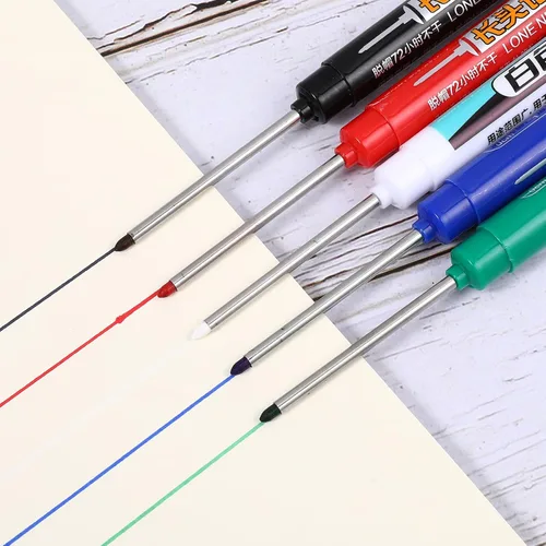 Vista 3 de 5 piezas de marcadores de alcance profundo Multiusos marcadores de agujero profundo con punta larga impermeable para nariz marcador de 45 mm